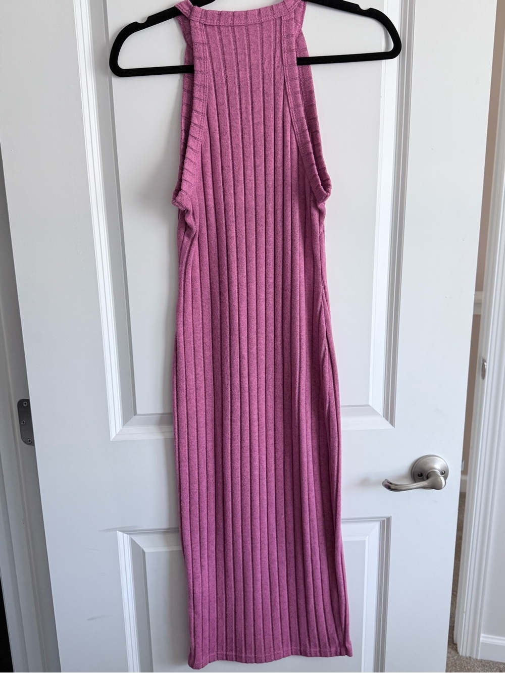 Ribbed Sleeveless Maxi Dress - Pink